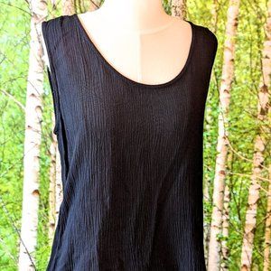 Vintage 90s Maggie Lawrence textured rayon tank top blouse in black, size small